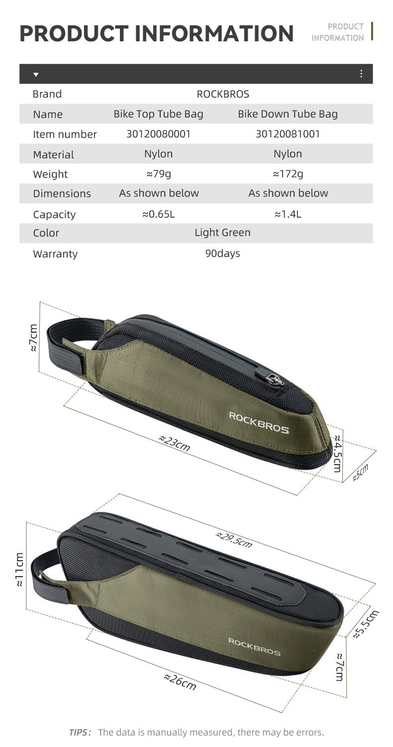 ROCKBROS Bicycle Top Tube Bag Cycling MTB Bike Frame Bag Waterproof Reflective
