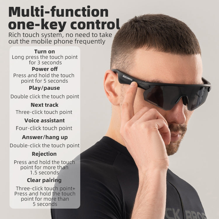 ROCKBROS Bluetooth Polarized Sunglasses Music Speaker Cycling Glasses Outdoor Sport