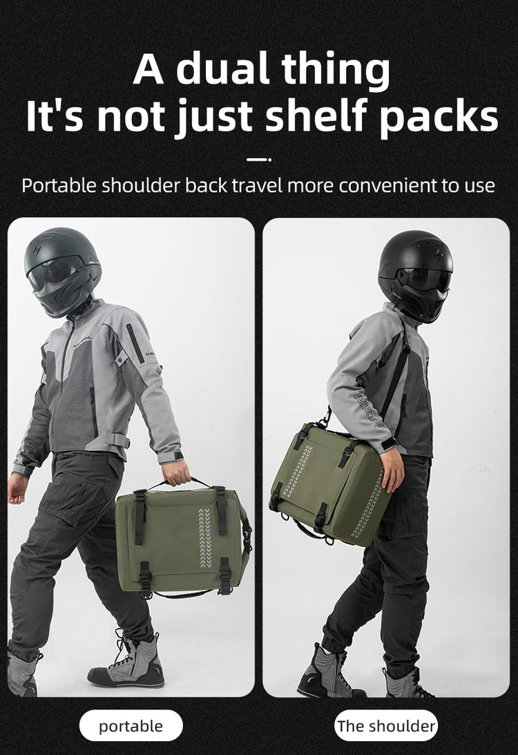 ROCKBROS Motorcycle Seat Bag Luggage Pannier Dry Bag Tail Bag Waterproof 30L Universal MotorBike Bag Army Green