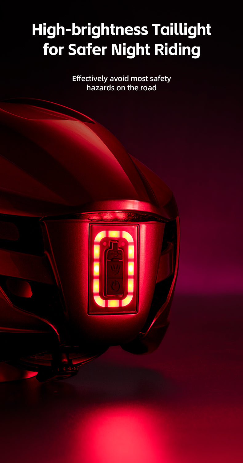 ROCKBROS Cycling Safety Helmet With Warning Lights USB-C Rechargeable