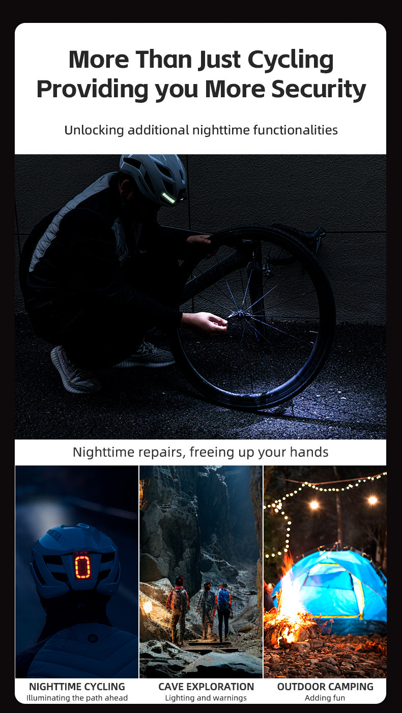 ROCKBROS Cycling Safety Helmet With Warning Lights USB-C Rechargeable
