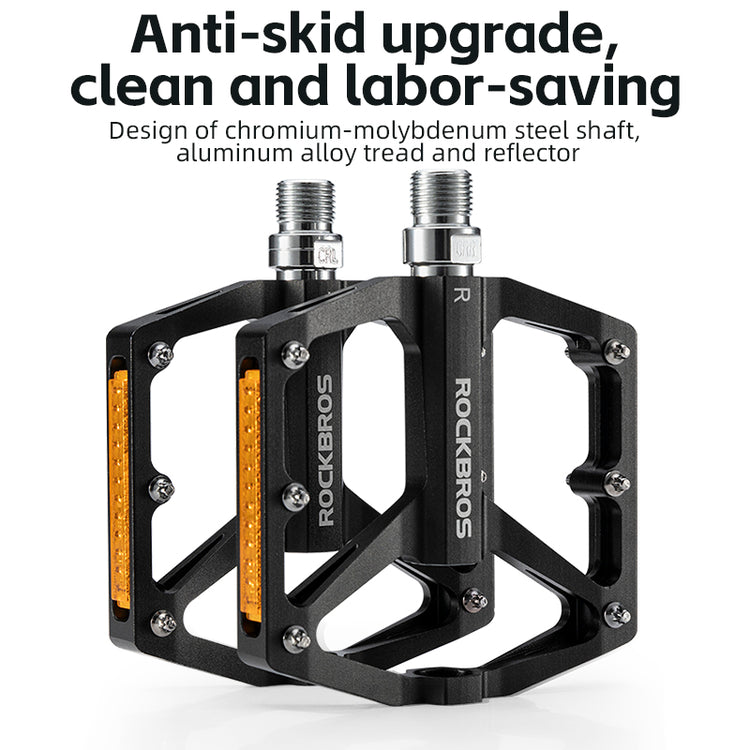 ROCKBROS Aluminium Alloy Non-Slip Reflective Bicycle Pedals For MTB Mountain Road Bike