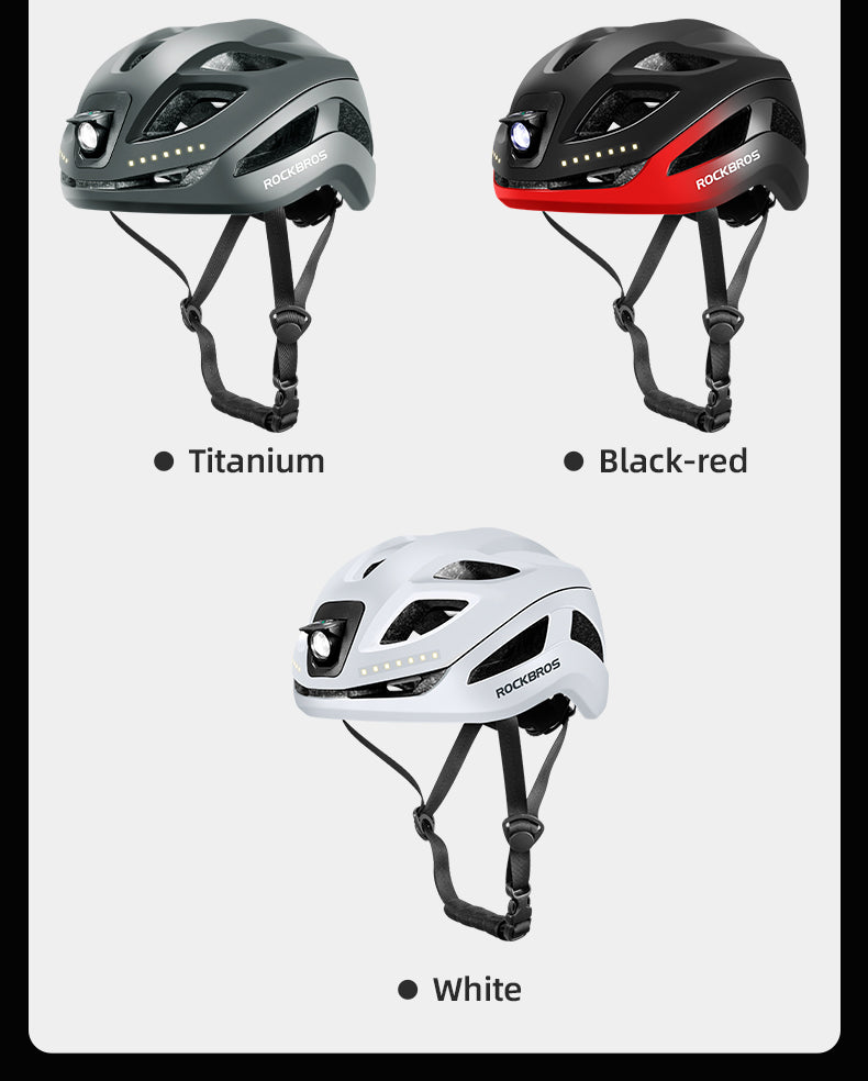 ROCKBROS Cycling Safety Helmet With Warning Lights USB-C Rechargeable