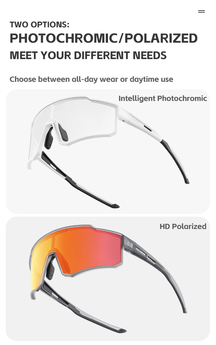 ROCKBROS Cycling Sunglasses Photochromic/Polarised Bicycle Riding Sports Glasses UV400