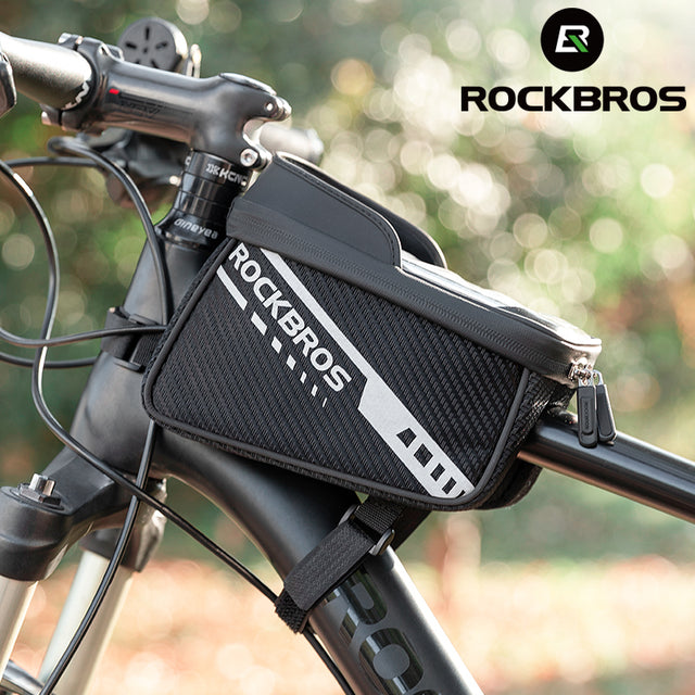 ROCKBROS Double Zipper Bike Front Frame Bag: Top Tube Handlebar Phone Holder