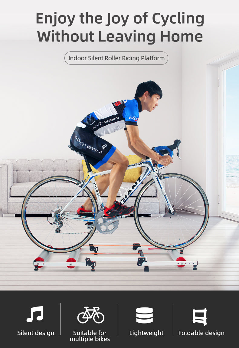 ROCKBROS Cycling Bicycle Roller Trainer Black Bike Rollers Foldable Indoor Cycling Training Silent Rollers Exercise Indoor Folding