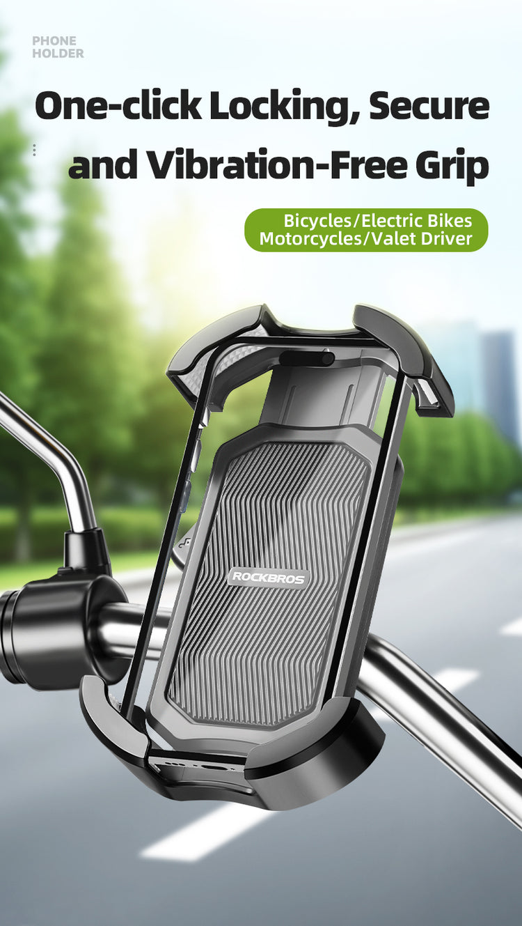 ROCKBROS 360° Rotatable Motorcycle Bike Phone Holder 4.7-6.8Inch Shockproof Cycling Cellphone Mount