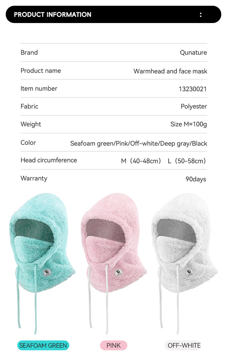 Qunature Ski Full Face Mask Thermal Windproof Neck Warmer Winter Outdoor Sports Unisex