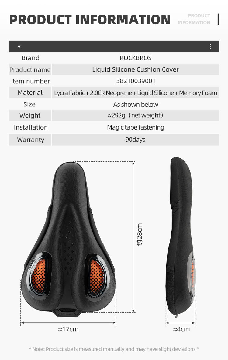 ROCKBROS Bicycle Bike Saddle Seat Cover Silicone Gel Shockproof Breathable