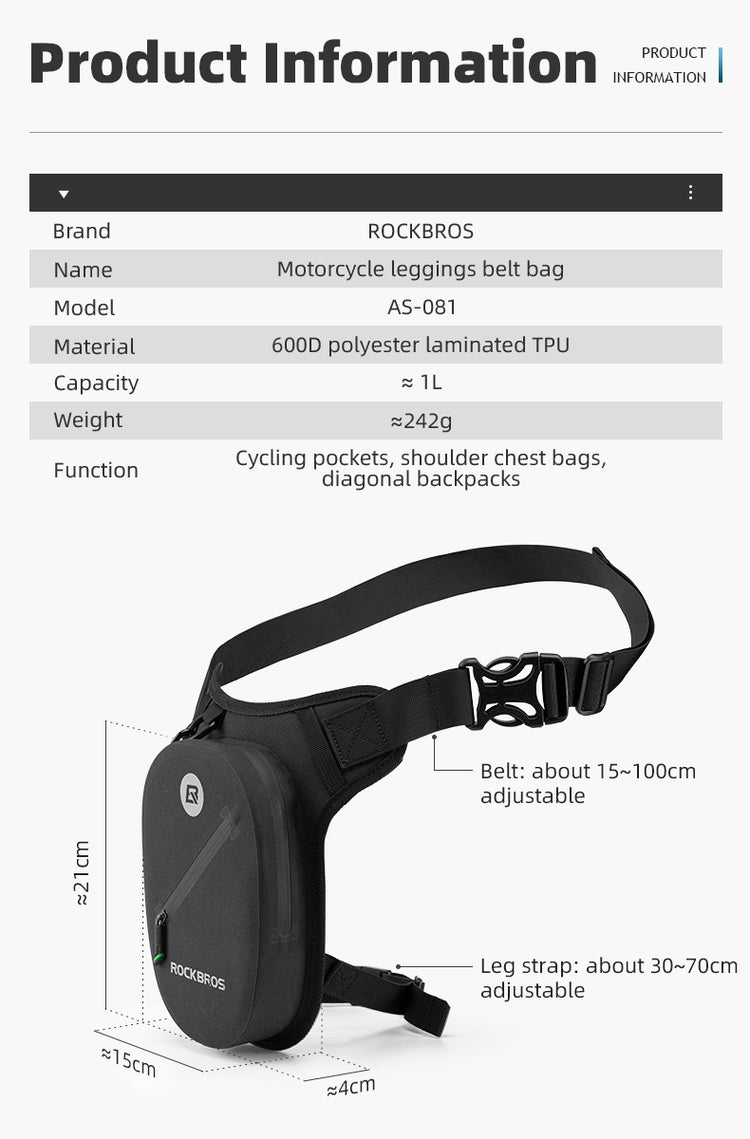 ROCKBROS Bike Cycling Bag Motorcycle Leggings Waist Bag Waterproof shoulder Walking bag crossbody backpack