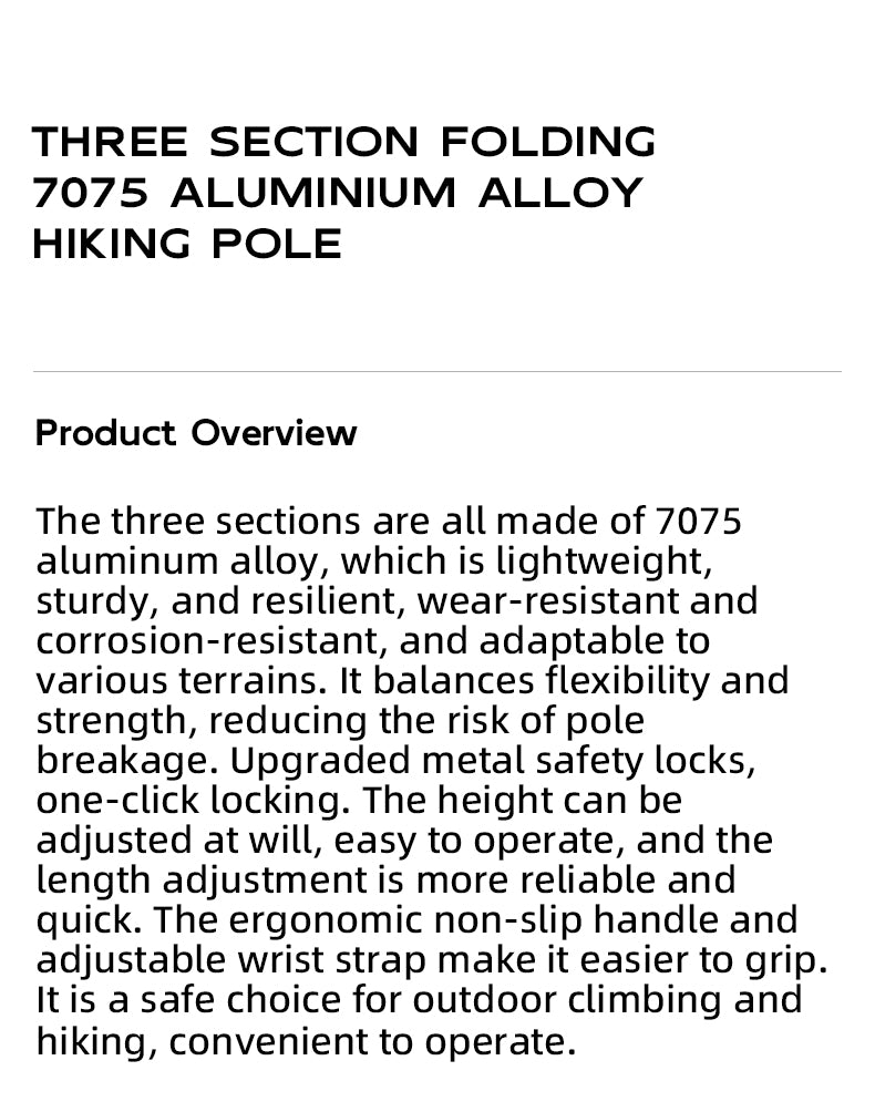 Qunature Climbing Hiking Trekking Pole Walking Handle Stick Telescopic Rod