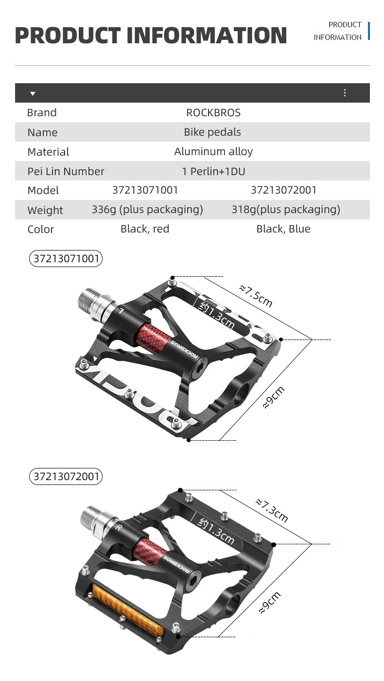 ROCKBROS Lightweight Flat Bike Pedals in Various Colours (Pair)