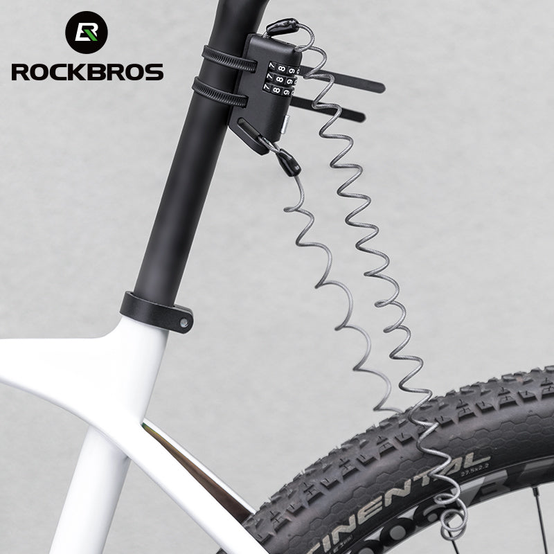 ROCKBROS Bicycle Cable Lock 1.5M Portable Bike Lock Combination Helmet Lock