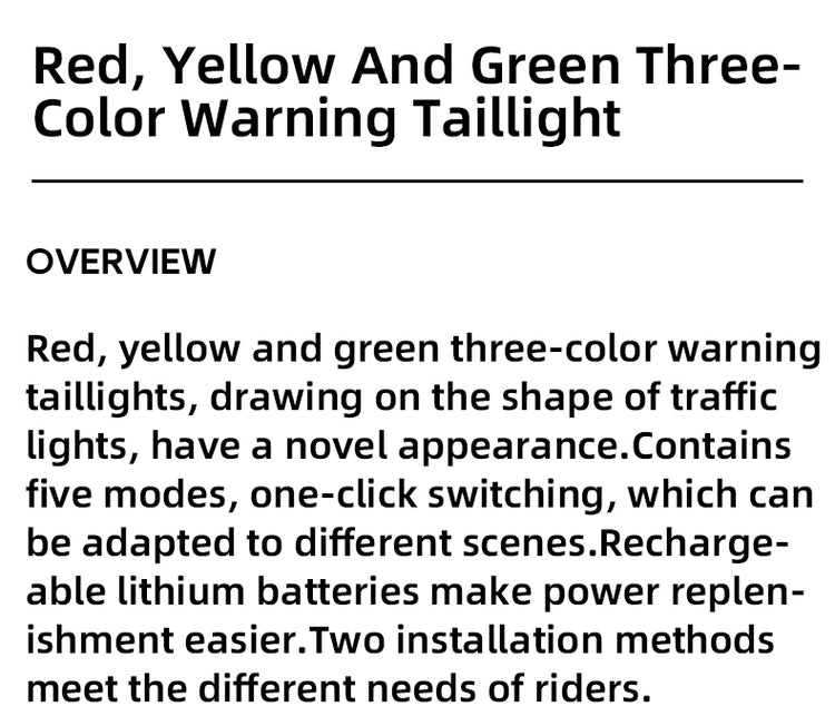 ROCKBROS Bicycle Bike Rear Light Red Yellow Green 3 Colors Cycling Warning Light