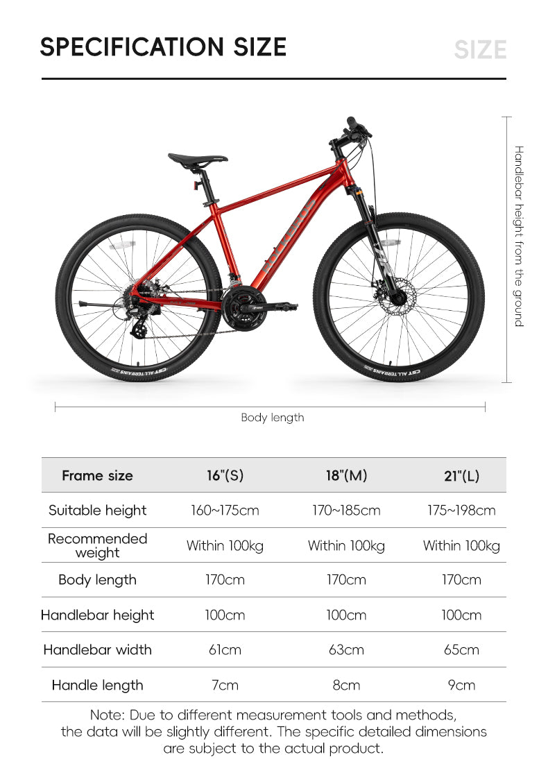 ROCKBROS Mountain Bike 27.5inch Shimano Gears 12-32T 8 Speed Disc Brake-MT200
