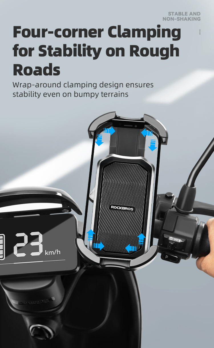 ROCKBROS 360° Rotatable Motorcycle Bike Phone Holder 4.7-6.8Inch Shockproof Cycling Cellphone Mount