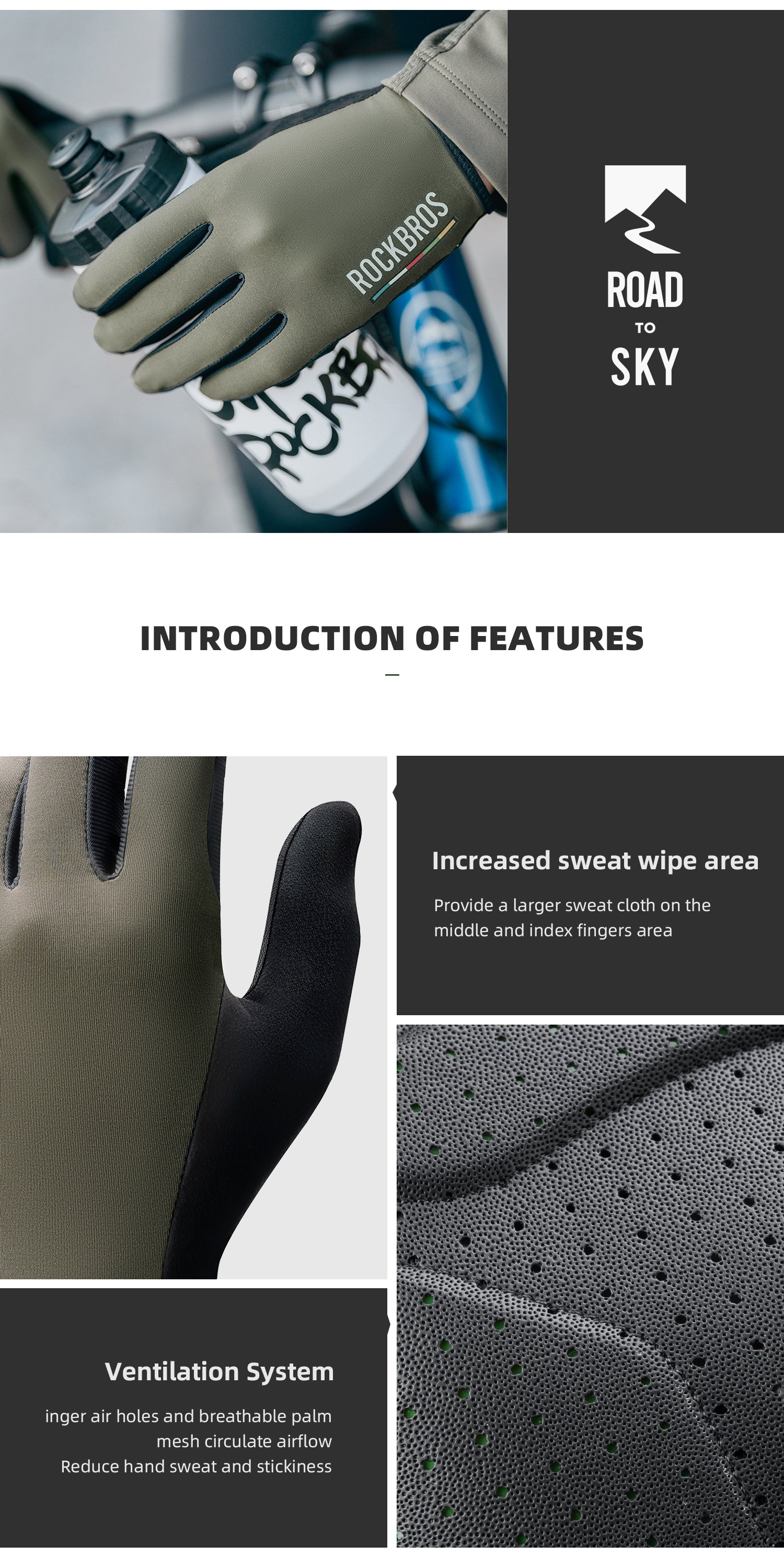 【ROAD TO SKY】by ROCKBROS Deluxe Cycling Gloves in Various Colours