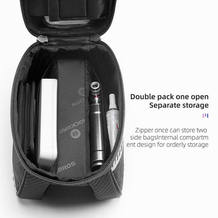 ROCKBROS Double Zipper Bike Front Frame Bag: Top Tube Handlebar Phone Holder