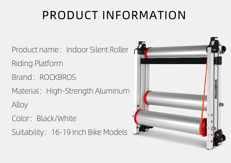 ROCKBROS Cycling Bicycle Roller Trainer Black Bike Rollers Foldable Indoor Cycling Training Silent Rollers Exercise Indoor Folding