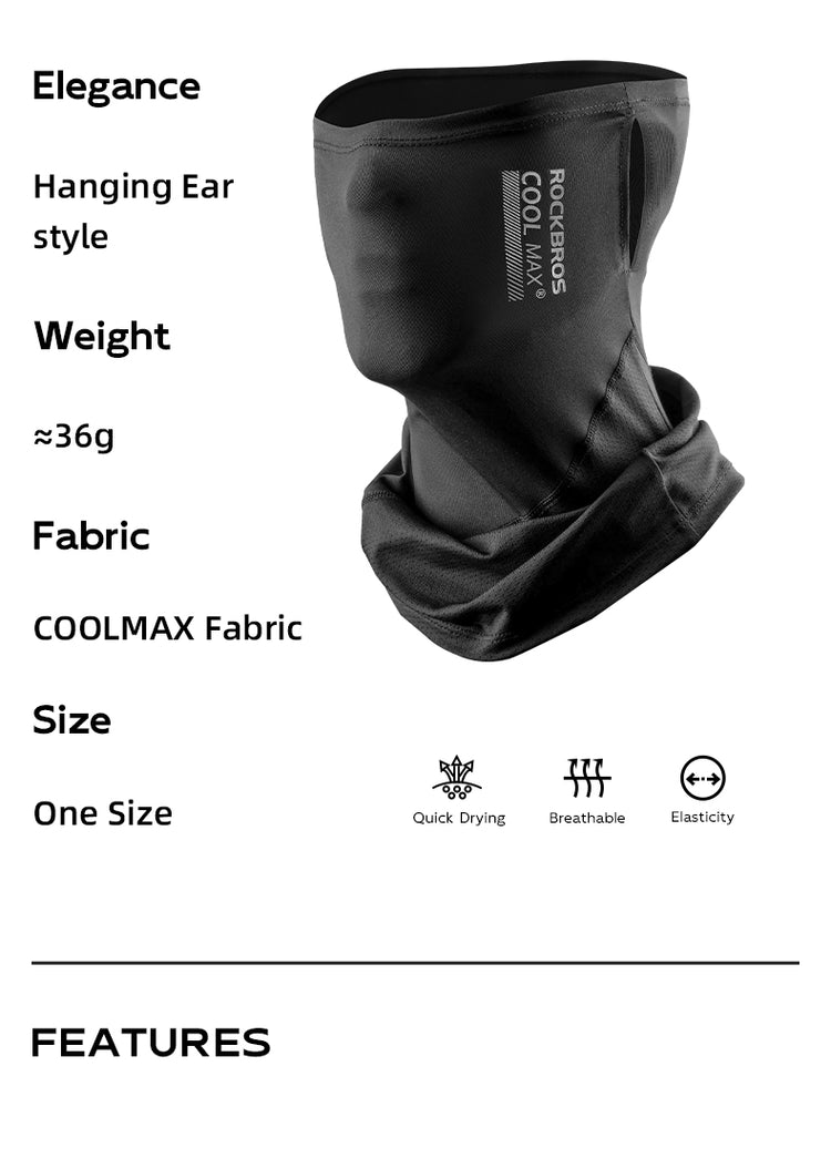 ROCKBROS Cycling Mask COOLMAX Fabric Summer Sun UV Protection Full Face Mask Balaclava Breathable Quick-drying Hiking Windproof Motorcycle Scarf
