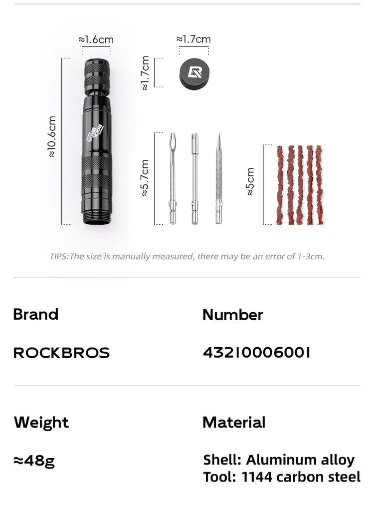 ROCKBROS Portable Bicycle Bike Tire Repair Patch Tool Aluminum Alloy Compact