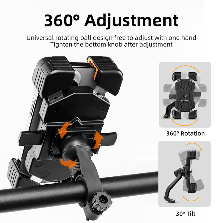 ROCKBROS Quick Release Motorcycle Phone Holder Shockproof 360° Adjustable MTB Phone Mount Anti-slip Road Bicycle Phone Bracket Bike Accessories