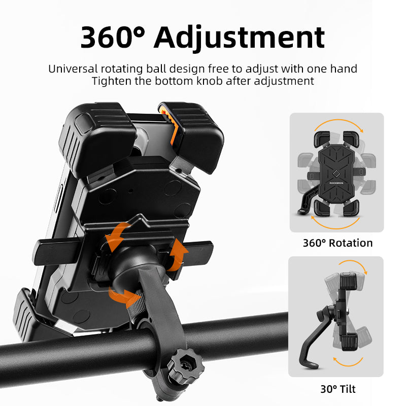 ROCKBROS Quick Release Motorcycle Phone Holder Shockproof 360° Adjustable MTB Phone Mount Anti-slip Road Bicycle Phone Bracket Bike Accessories