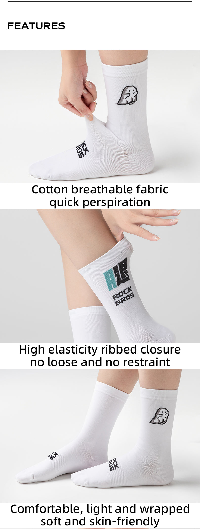 ROCKBROS Cycling Socks High Elastic Breathable Men Women Running Biking Football Basketball Outdoor Professional Sports Racing Socks