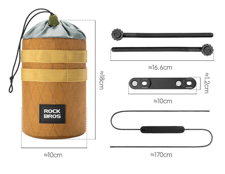 ROCKBROS Bicycle Water Bottle Bag Drawstring Adjustable Insulated Brompton Folding Bike Bag Portable Scooter Bag