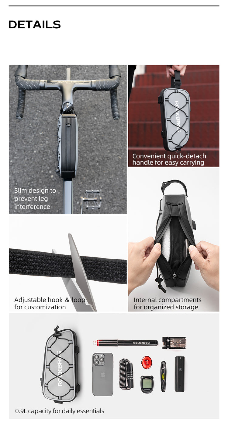 ROCKBROS Bicycle Top Tube Bag Cycling Road Bike Frame Bag Waterproof Reflective