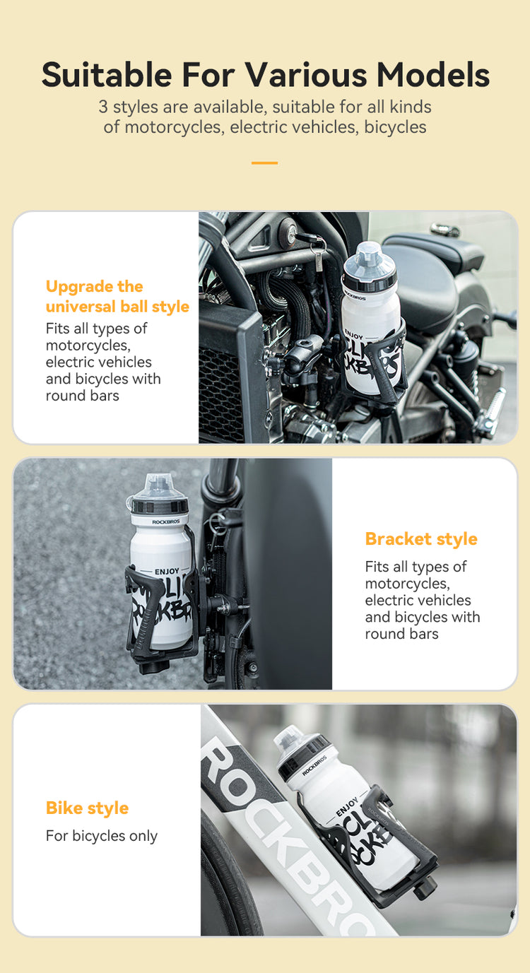 ROCKBROS Motorcycle Bottle Mount Holder Bicycle Water Bottle Cage MTB Road Bike Kettle Bracket