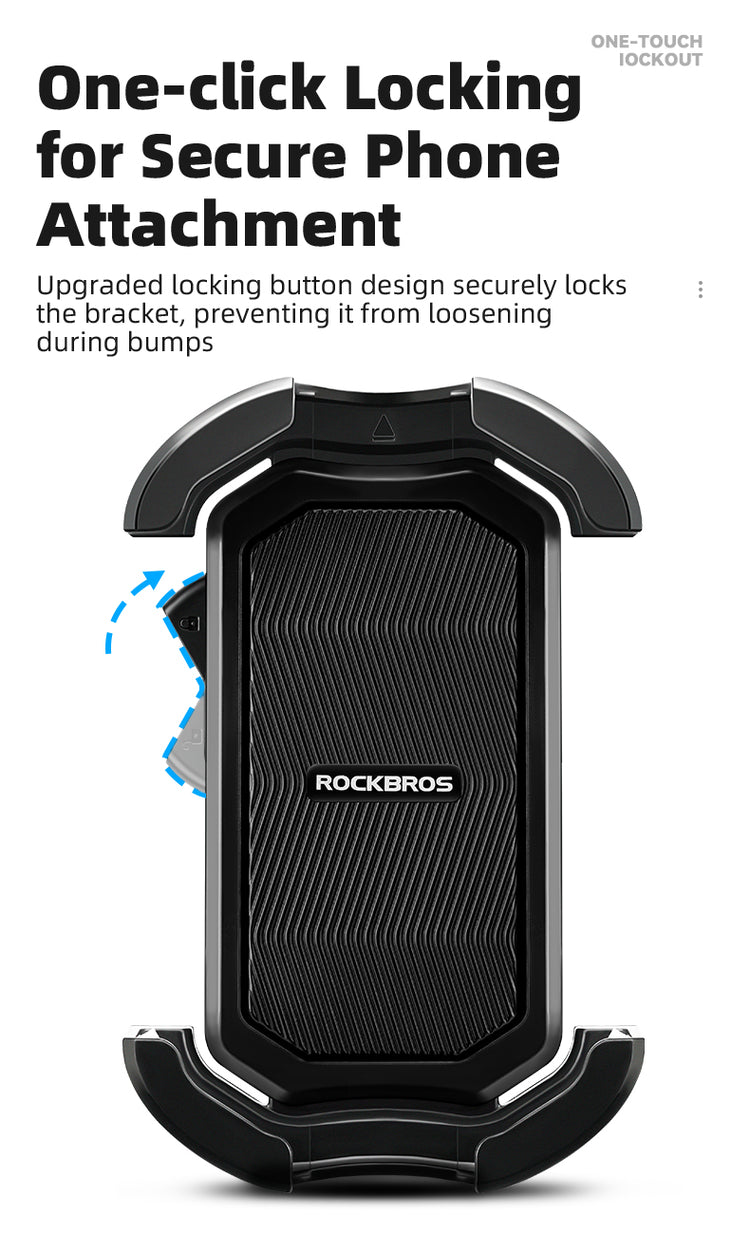 ROCKBROS 360° Rotatable Motorcycle Bike Phone Holder 4.7-6.8Inch Shockproof Cycling Cellphone Mount