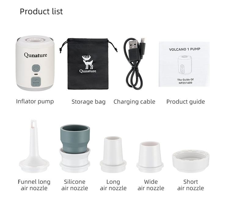 Qunature Mini Portable Outdoor Inflator Pump Portable Air Pump With Light Type-C