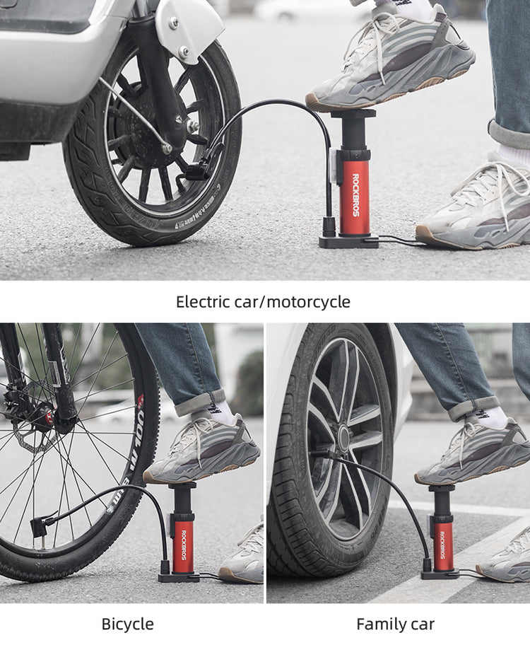ROCKBROS Universal Pump 80PSI Aluminum Alloy Air Inflator Foot Bike Pump Gauge