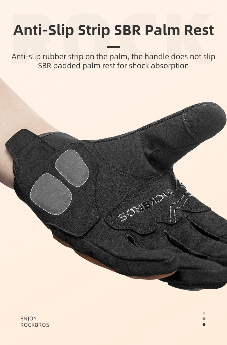 ROCKBROS Motorcycle Long Finger Gloves Touch Screen Non-Slip SBR Padded Riding Gloves Unisex