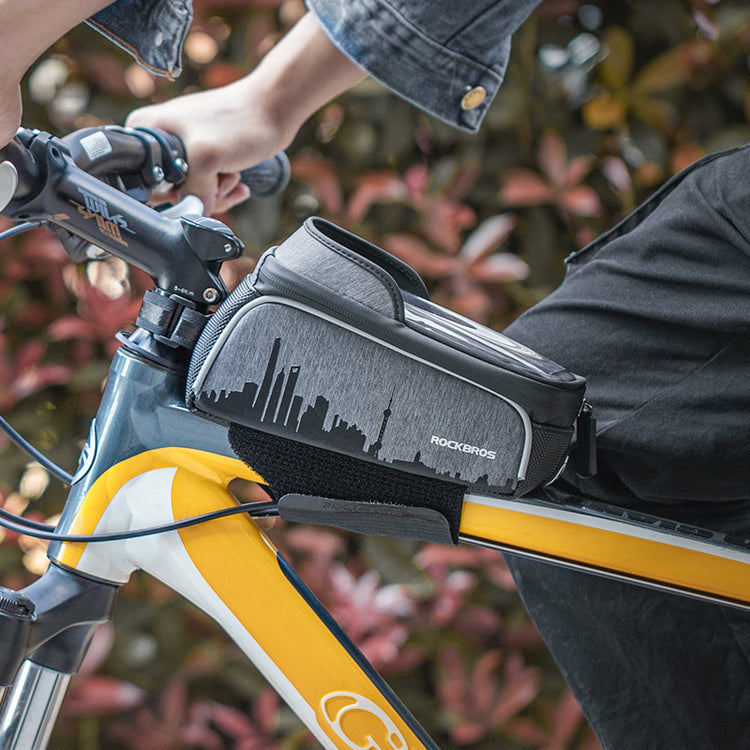 ROCKBROS Mobile Phone Bag Bike Bicycle Cycling Frame Bag Waterproof Touch Screen Fit 6.5in