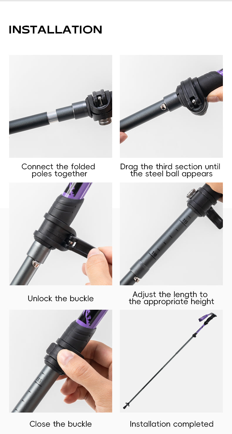 Qunature Climbing Hiking Trekking Pole Walking Handle Stick Telescopic Rod