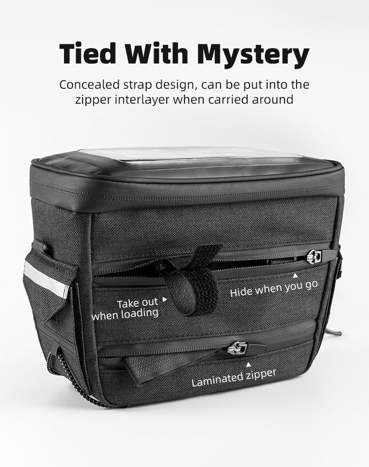 ROCKBROS Motorcycle Bike Handlebar Bag Bicycle Front Storage Bags Bike Phone Mount Pouch Bag with Removable Shoulder Strap for Road Mountain Commute Bike