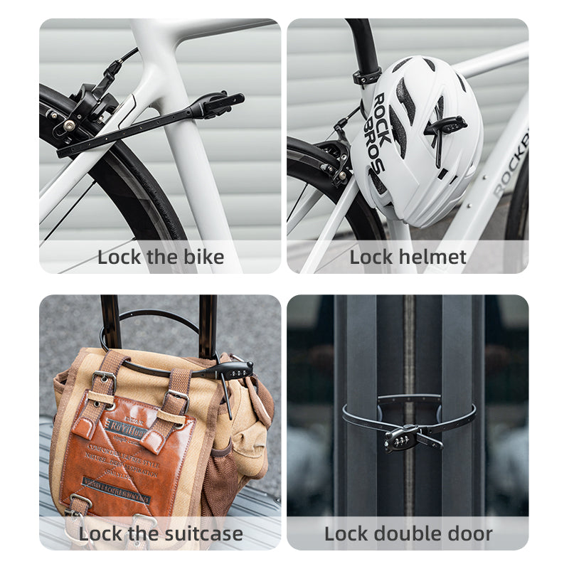 ROCKBROS 3-digit Password Tie Helmet Lock Multipurpose Bicycle Electric Scooter Motorcycle Portable Anti-theft Bike Accessories