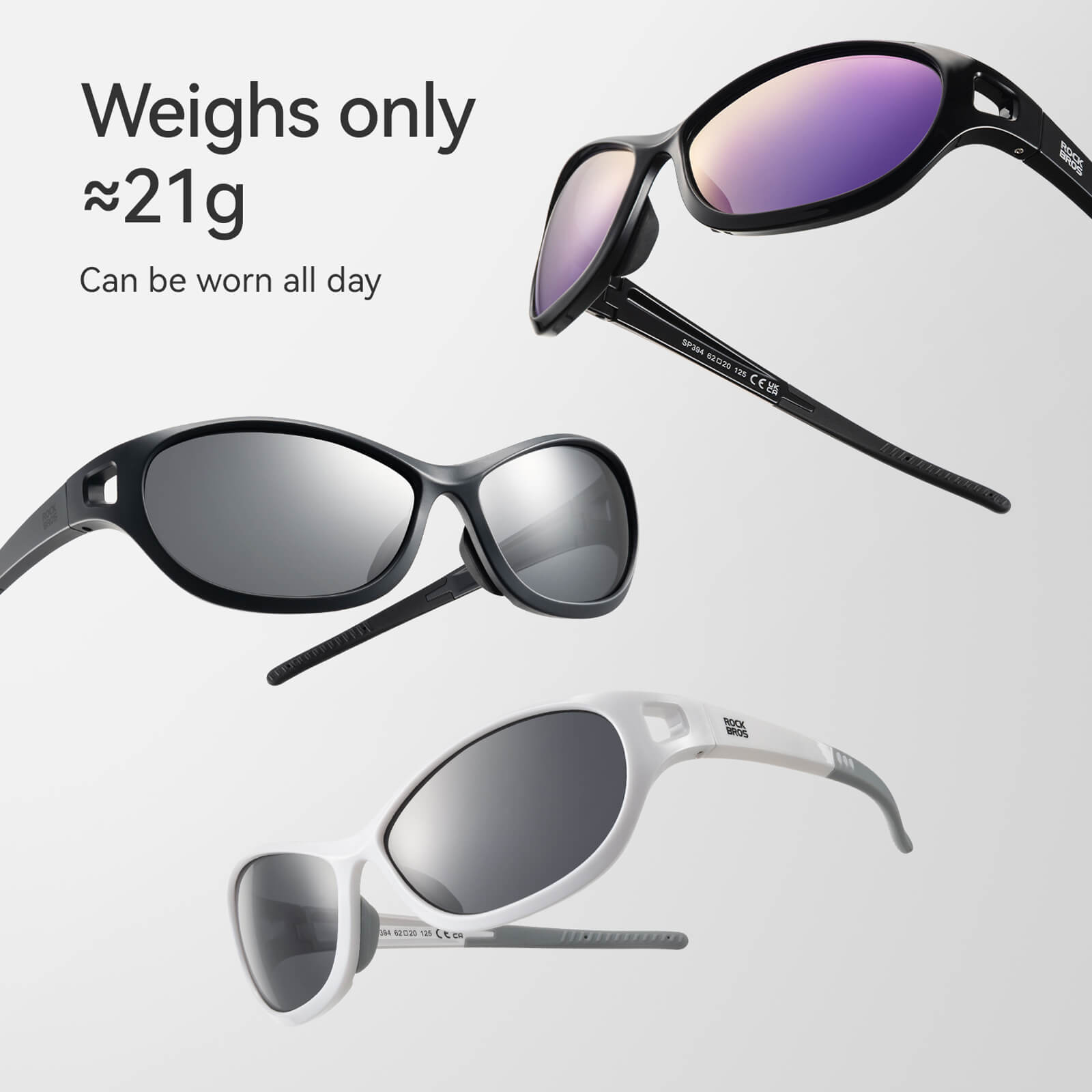 ROCKBROS Apex Ultra-light Polarised Sunglasses for outdoor sports and daily wear.
#color_white