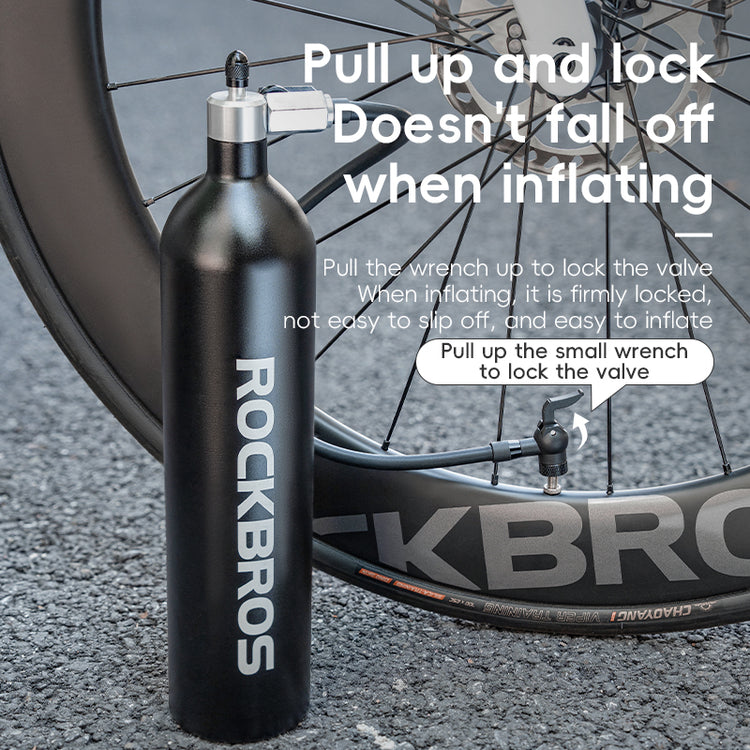 ROCKBROS Bicycle Vacuum Tire Inflation Tank Container 1.2L Recyclable 200PSI Bike Pump Presta Schrader Valve