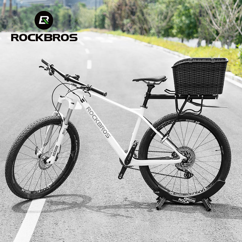 ROCKBROS Rear Shelf Basket Practical Durable Big Capacity Anti-Extrusion Portable Strong Resilience Pet Vegetable Rear Basket Frame Telescopic Cover Commuter Bike MTB