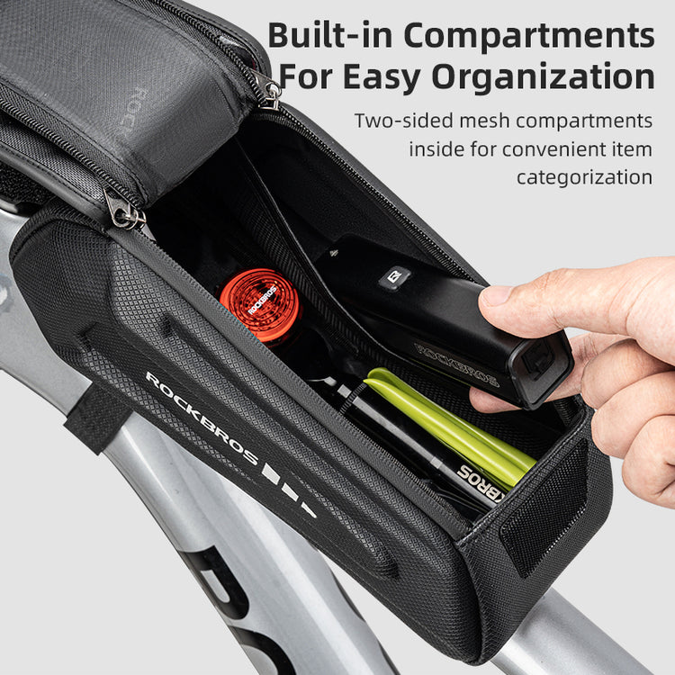 ROCKBROS Waterproof Bike Front Frame Tube Bag Cycling Phone Holder Bag 1.7L
