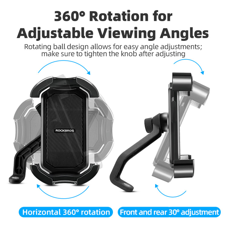 ROCKBROS 360° Rotatable Motorcycle Bike Phone Holder 4.7-6.8Inch Shockproof Cycling Cellphone Mount