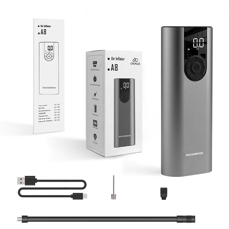 ROCKBROS Electric Bike Pump with Digital Display Schrader/Presta Valve