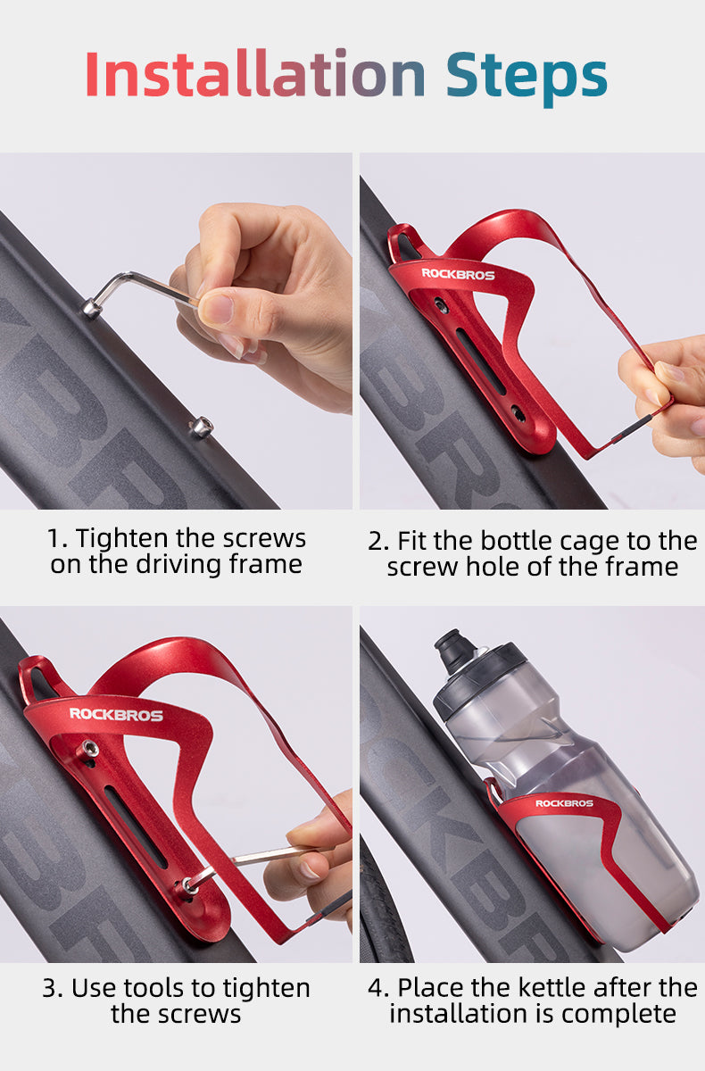 ROCKBROS Cycling Water Bottle Cage Aluminum Alloy Bike Water Bottle Holder Bracket