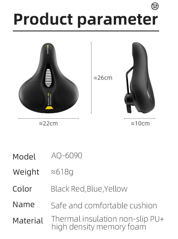 ROCKBROS Bike Bicycle Saddle Seat With Handle Comfort Shockproof Memory Foam Reflective Cycling Cushion