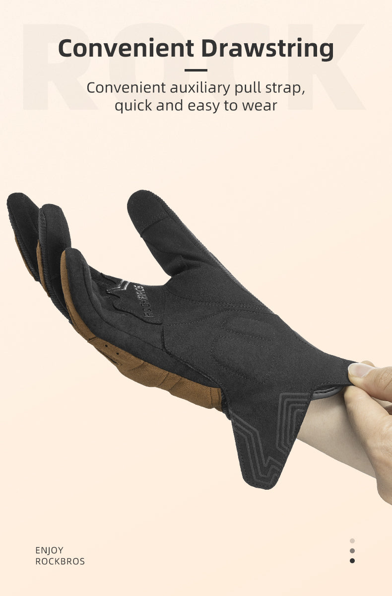 ROCKBROS Motorcycle Long Finger Gloves Touch Screen Non-Slip SBR Padded Riding Gloves Unisex