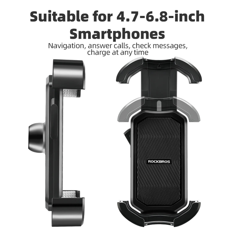 ROCKBROS 360° Rotatable Motorcycle Bike Phone Holder 4.7-6.8Inch Shockproof Cycling Cellphone Mount
