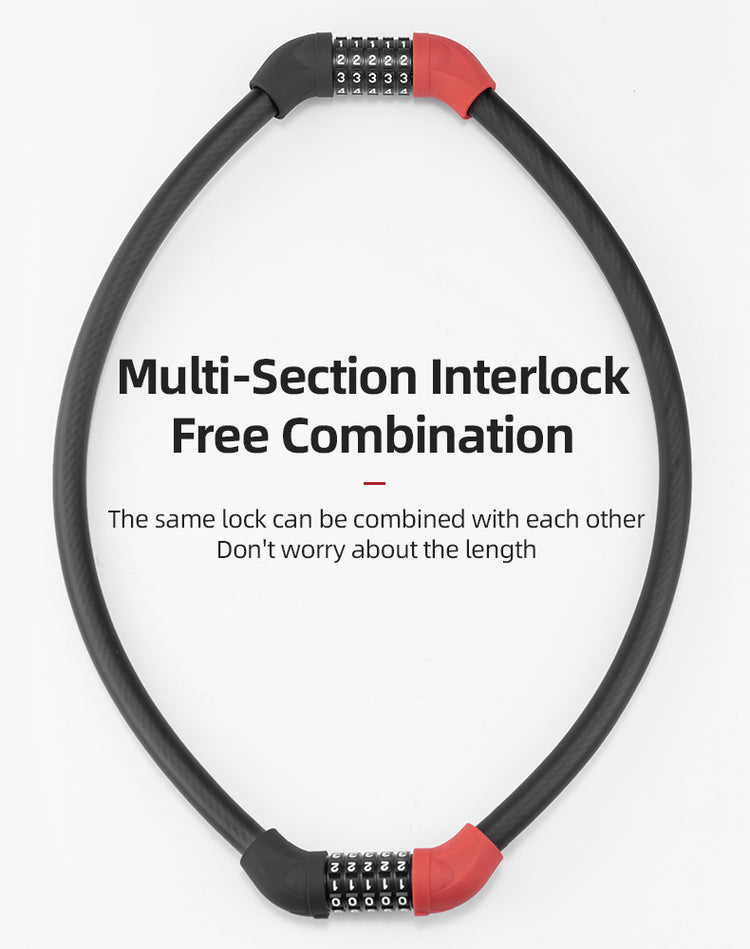 ROCKBROS Bike Lock 5 Digit Cable Lock Lightweight Bicycle Lock Combination Portable Lock